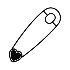 safety pin with heart design vector