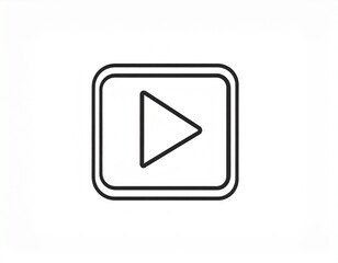 Play Sign Icon &ndash; Minimalist Outline Vector, White Background, No Shadows