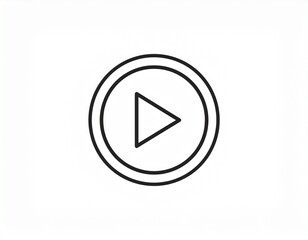 Play Sign Icon &ndash; Minimalist Outline Vector, White Background, No Shadows