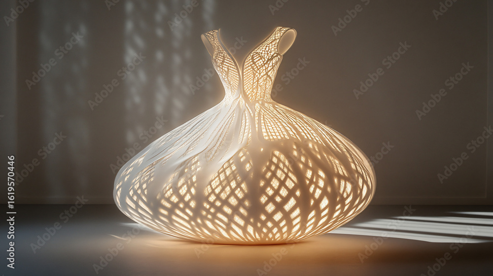 Aufkleber artistic still life of a vase casting a unique shadow on a surface creating a dramatic visual