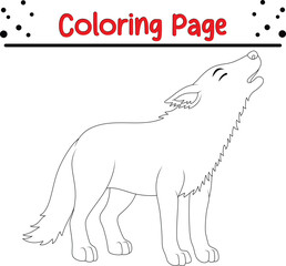 Wolf Coloring Page. Jungle animal coloring book page for kids