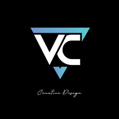 VC Letter Logo in Triangle -Modern Gradient Monogram for Branding & Identity Design