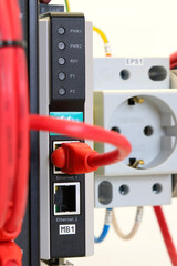 Connect the Rj45 cable to the equipment in the electrical switchboard. 