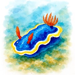 Colorful Nudibranch Sea Slug in Watercolor