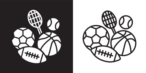 Sports solid and thin line web icon set. Vector illustration