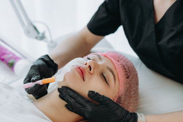 Beauty treatment and face mask at aesthetic clinic