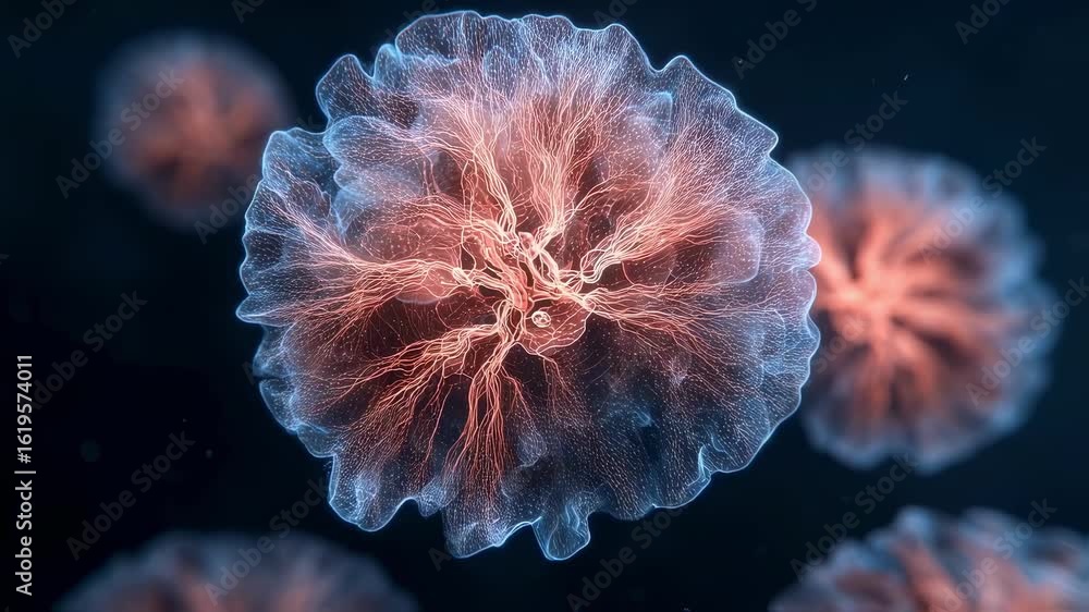 Aufkleber timelapse cgi showing gradual spread of tau protein clusters across cerebral cortex sections linked 