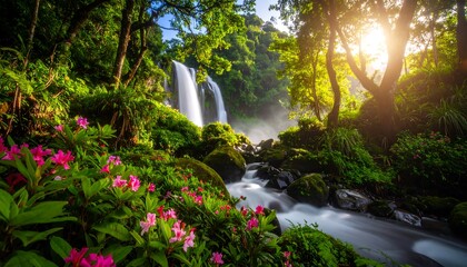 Lush waterfall in a tropical forest (2)