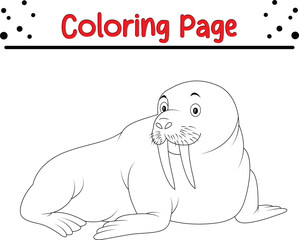 Obraz premium Walrus Sea Animal Coloring book Page