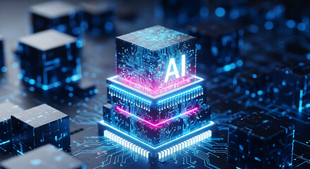 Artificial intelligence and future technology circuit board illustration concept