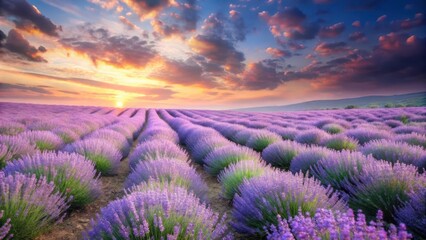 Fototapeta premium Pastel lavender fields with gentle breeze