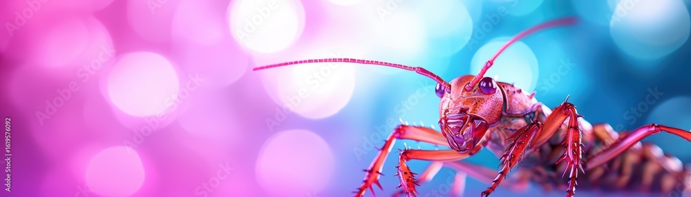 Poster close-up shot of insect with colorful background bokeh