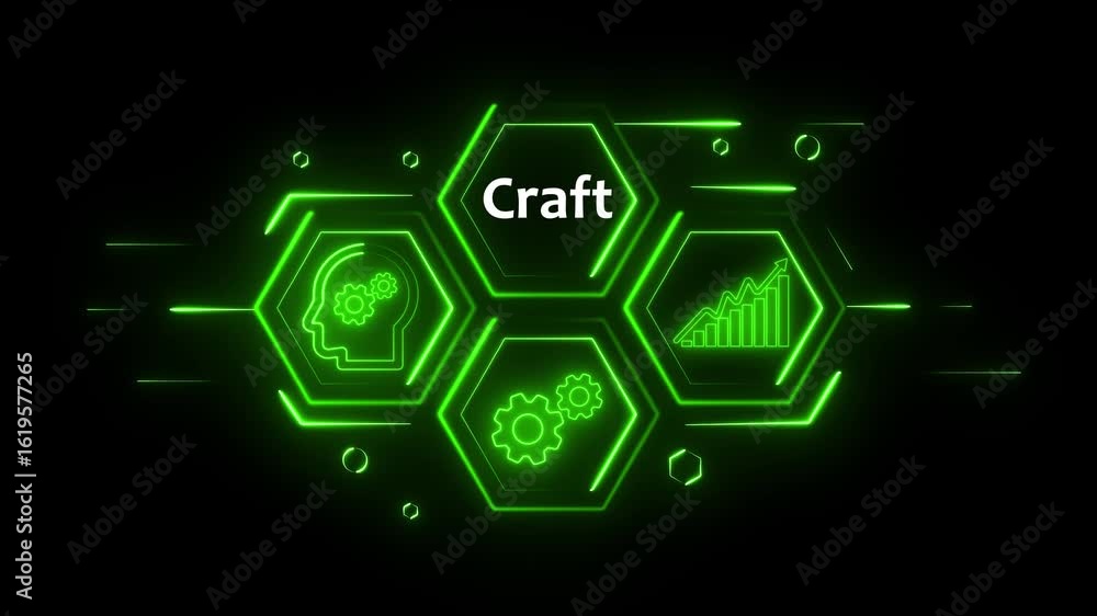 Aufkleber technology business managements. glowing neon text craft with alpha channel. technology and network 