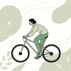 Fototapeta premium Stylized flat illustration of a person riding a bicycle vector