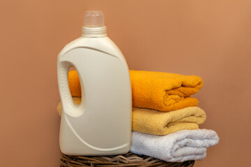 Bottle mockup, front view with space for advertising design of detergent, washing powder, liquid...