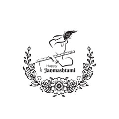 Happy Janmashtami festival poster template, Greeting background for Hindu festival Krishna Janmashtami (birth of Lord Krishna), Happy Janmashtami festival typographic vector design with text