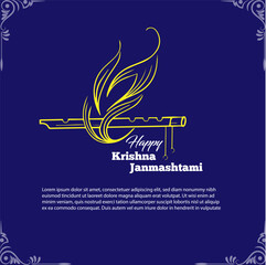 Happy Janmashtami festival poster template, Greeting background for Hindu festival Krishna Janmashtami (birth of Lord Krishna), Happy Janmashtami festival typographic vector design with text © Nayan