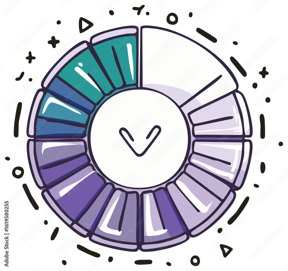 Poster doodle illustration of a circular loading bar with a download arrow. hand drawn progress indicator i