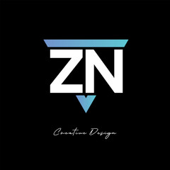 ZN Letter Logo in Triangle -Modern Gradient Monogram for Branding & Identity Design