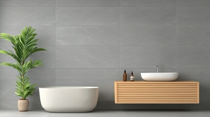 Modern Bathroom Design with Plants and Minimalist Features