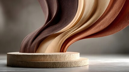 Abstract flowing textures on circular platform