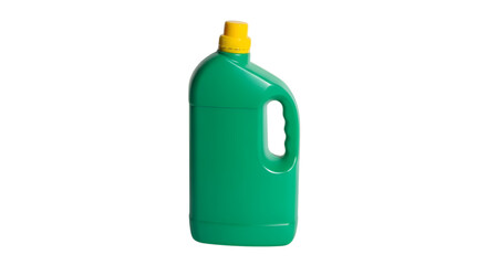 Green plastic bottle with yellow cap isolated on transparent background