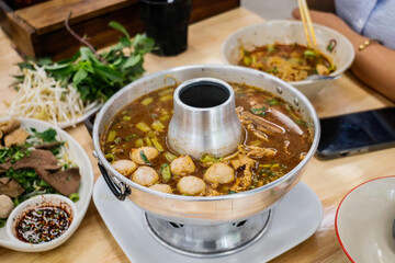 Hot pot noodles are a common dish found in Thailand.