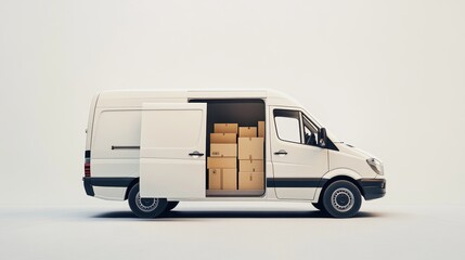Transportation van delivering box 
