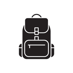 Fototapeta premium Black backpack with white outline and front pocket vector