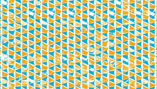 Abstract geometric pattern of overlapping triangles in shades of orange and turquoise on white background - Powered by Adobe
