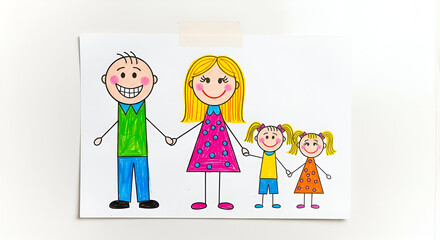 Happy Family Crayon Art