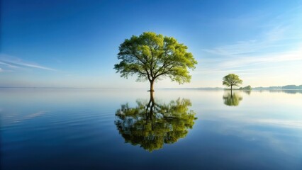 Tree Standing Alone in Quiet Lake