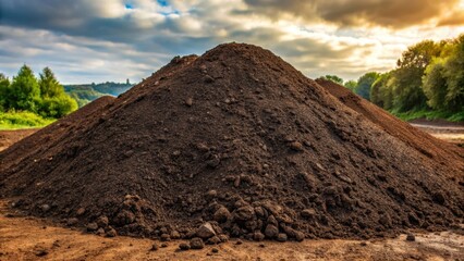 A large mound of dark soil with various textures and ridges