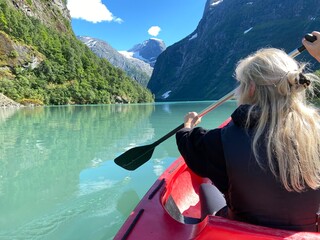 woman in a kayak