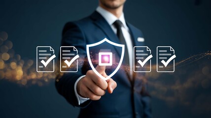 Data Protection Business Cyber Security Network Shield Man Secure Technology Digital Privacy Information Security Risk