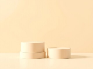 Minimalist beige podiums for product display on a soft neutral background