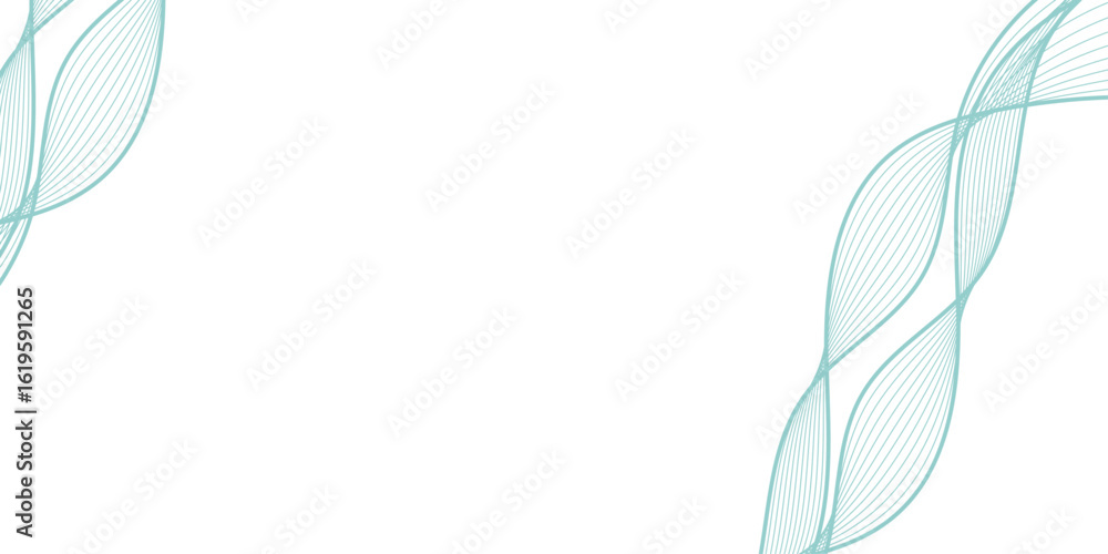 Poster abstract background with smooth aqua-blue flowing wave lines on a clean white backdrop diagonal flow