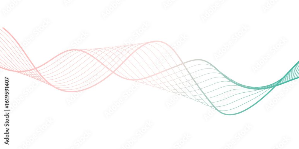 Canvas Prints abstract background with smooth aqua-blue and pink flowing wave lines on a clean white backdrop wave