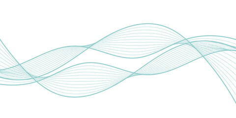 Abstract background with smooth aqua-blue flowing wave lines on a clean white backdrop