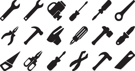 Naklejka premium set of tools silhouettes vector
