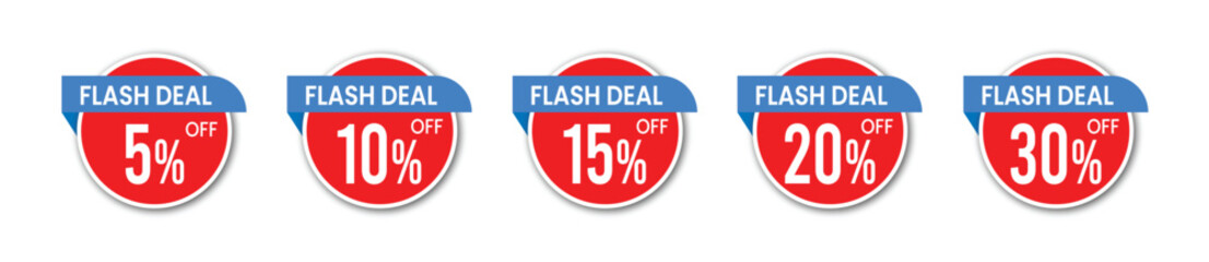 Big Sale Vector Labels with Discount Percent Icons – 5 10 15 20 30 Off Promotional Badges