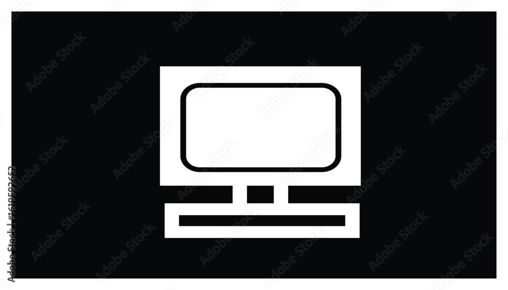 Poster outline icon of a desktop monitor screen. useful in it interfaces, settings dashboards, computer sys