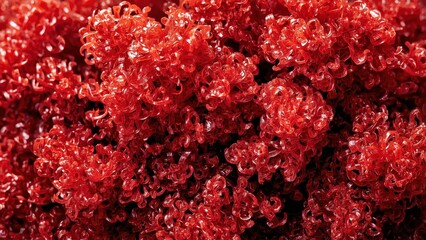 Irish Moss. Close-up red curly seaweed texture background natural ocea