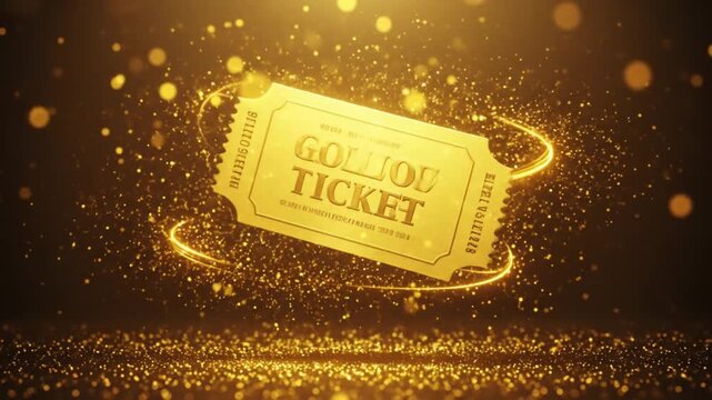  Golden Ticket with gold particles abstract background