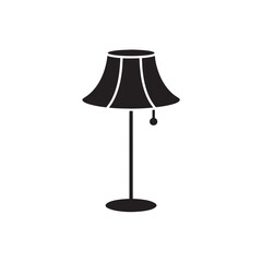 Black floor lamp with pull chain and flared shade icon vector
