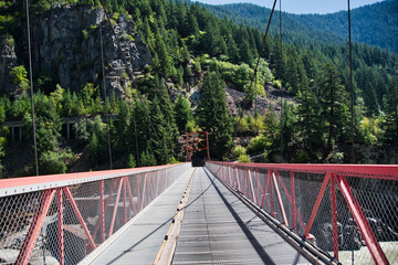 The Hell's Gate Suspension Bridge over the Fraser River.   BC Canada
