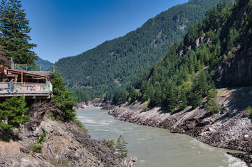 A view of the muddy Fraser River around Hell's Gate.      BC Canada
