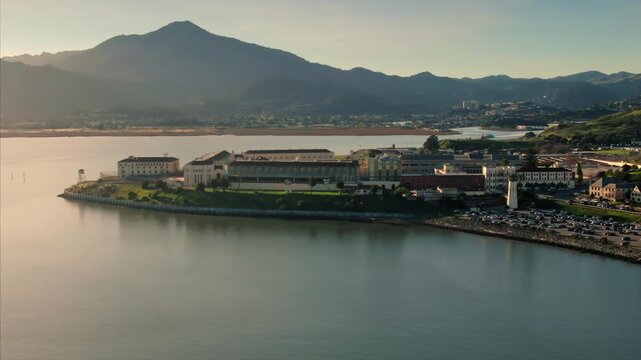 San Quentin Rehabilitation Center, a California state prison for men, sits on the bay. The prison provides housing, education, & job training.