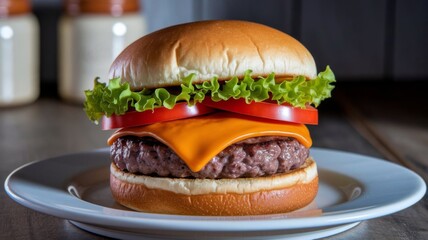 hamburger with cheese on a plate