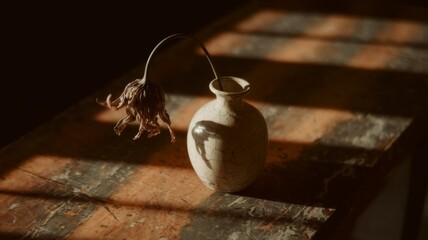 Bouquet of wilted dry roses in vase